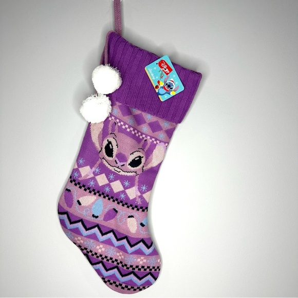 Disney Lilo and Stitch Angel Fair Isle Knit Stocking - Picture 1 of 4